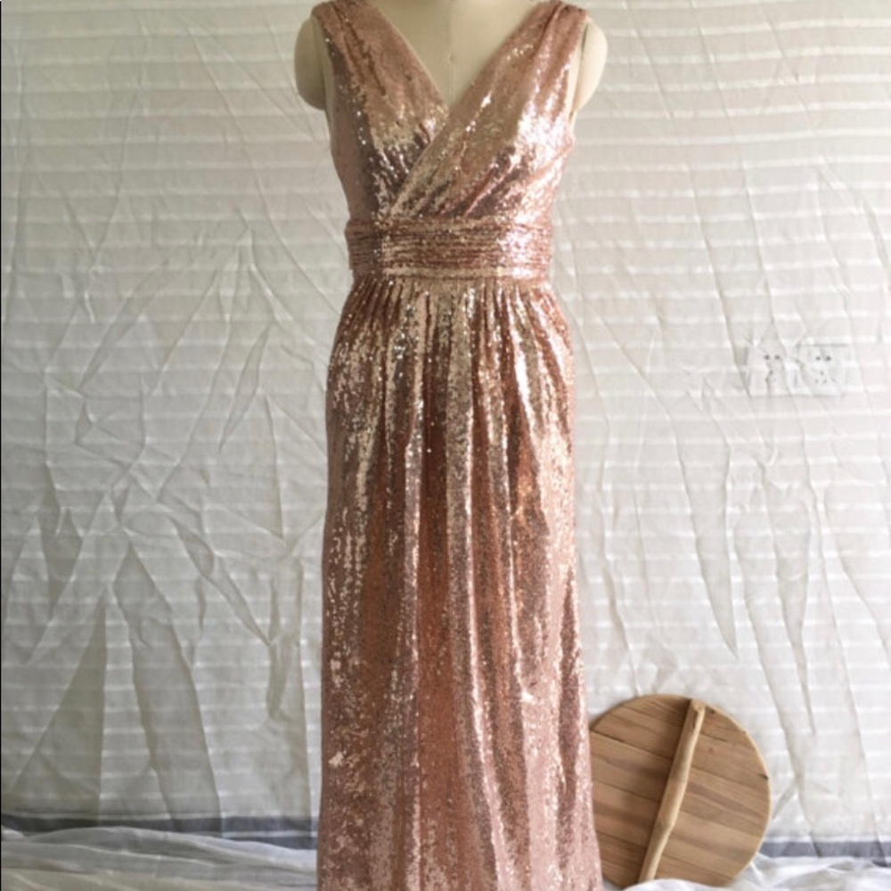 Floor length silver sequins gown